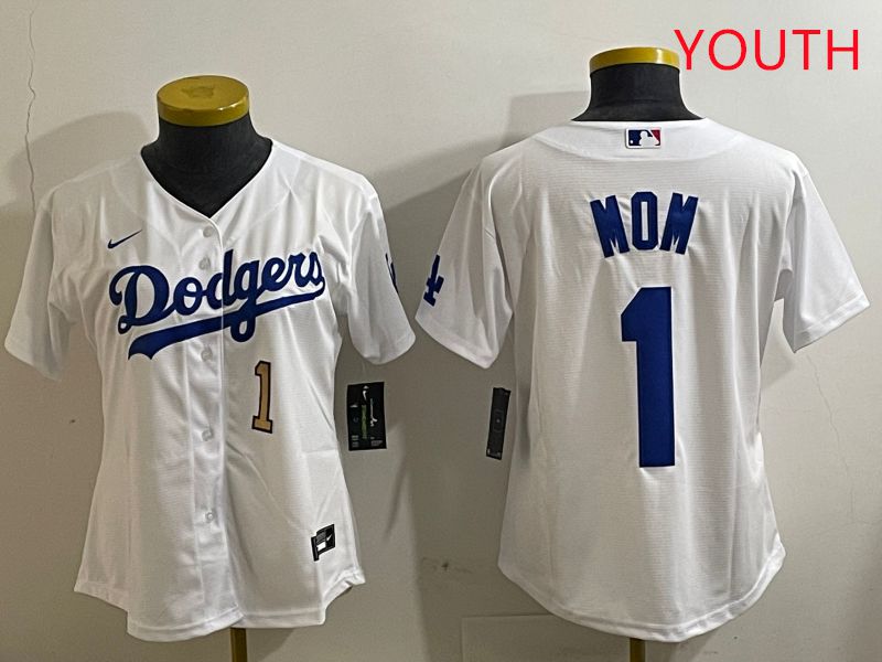 Youth Los Angeles Dodgers #1 Mom White Game 2025 Nike MLB Jersey style 3->youth mlb jersey->Youth Jersey